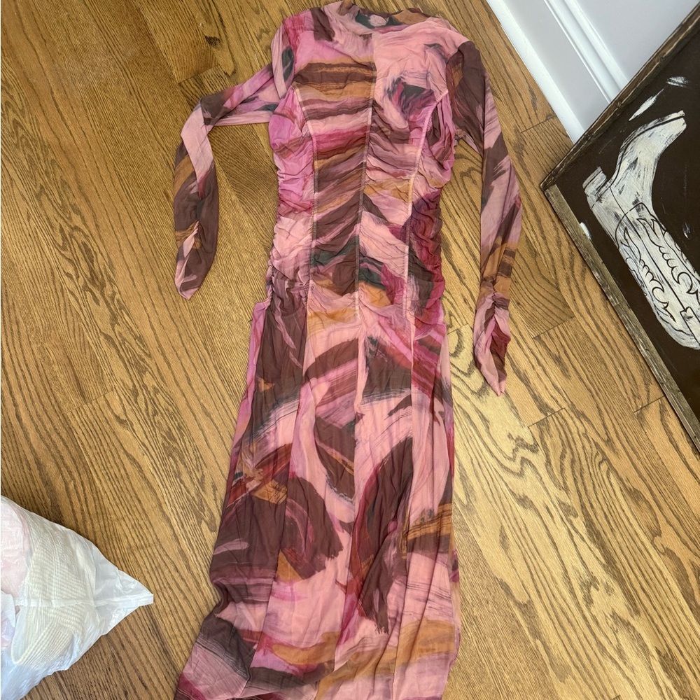 Anthropologie Pink Long Sleeve Dress